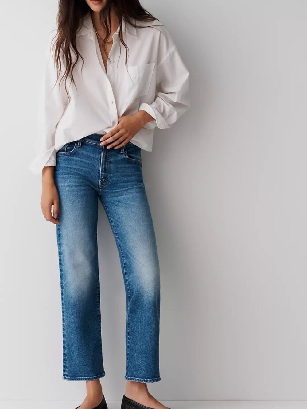 MOTHER - Mid-Rise Rambler Straight Zip Flood Jeans Color - Bitchin Size 27 NWT